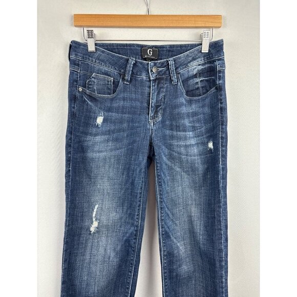 Women’s G by Giuliana Size 4 Dark Blue Distressed Cuffed Jeans - Picture 3 of 6